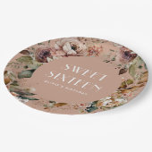 エレガントなスイート16パーティー | おしゃれなダスティピーチの花模様 ペーパープレート (アングル)