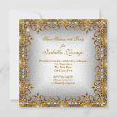 エレガントなスイート16 ゴールド ダイヤモンド 招待状 (裏面)