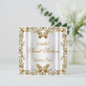 エレガントなスウィート16 16ホワイトゴールドバタフライ2 招待状 (スタンド正面)