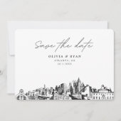 エレガントなスカイライン モダン アトランタ 保存日付 招待状 (正面)