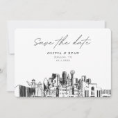 エレガントなスカイライン モダン ダラス セーブ・ザ・デート 招待状 (正面)