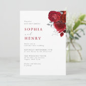 エレガントなスカーレットブルームウェディング招待状 招待状 (スタンド正面)