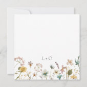 エレガントなスクエア水彩ワイルドフラワーウェディング 招待状 (裏面)