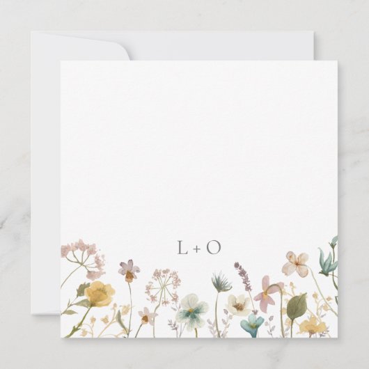 エレガントなスクエア水彩ワイルドフラワーウェディング 招待状 (裏面)