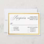 エレガントなスクリプトが華を添える ウェディングスペイン語 RSVP 招待状 (正面)