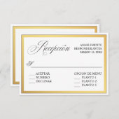 エレガントなスクリプトが華を添える ウェディングスペイン語 RSVP 招待状 (正面/裏面)