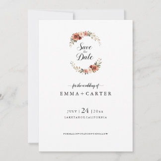 エレガントなスクリプトで「Save the Date」 パステルローズ セーブザデート