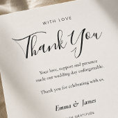 エレガントなスクリプトとセリフ体の結婚式御礼カード サンキューカード