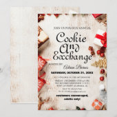 エレガントなスクリプトのクッキー交換クリスマスパーティー 招待状 (正面/裏面)