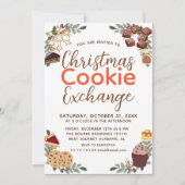 エレガントなスクリプトのクリスマスクッキー交換パーティー 招待状 (正面)