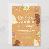 エレガントなスクリプトのクリスマスクッキー交換パーティー 招待状 (正面)