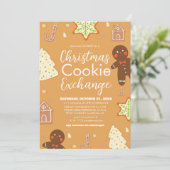 エレガントなスクリプトのクリスマスクッキー交換パーティー 招待状 (スタンド正面)