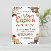 エレガントなスクリプトのクリスマス・クッキー交換パーティー 招待状 (スタンド正面)