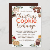 エレガントなスクリプトのクリスマス・クッキー交換パーティー 招待状 (正面/裏面)