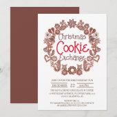 エレガントなスクリプトのクリスマス・クッキー交換パーティー 招待状 (正面/裏面)
