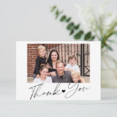 エレガントなスクリプトのシンプルな写真パーソナライズ サンキューカード (スタンド正面)