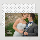 エレガントなスクリプトのフルフォト結婚式お礼カード サンキューカード (正面/裏面)