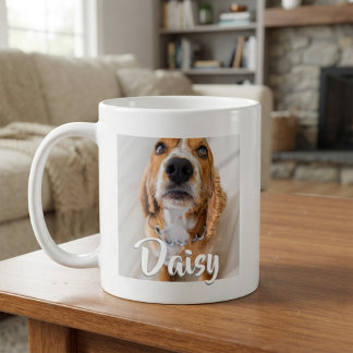 エレガントなスクリプトの名前 子犬 犬 猫 ペットの写真 コーヒーマグカップ