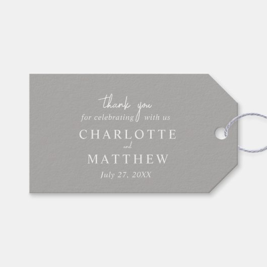 エレガントなスクリプトの感謝を伝えるウェディングギフトタグ ギフトタグ (正面(横))