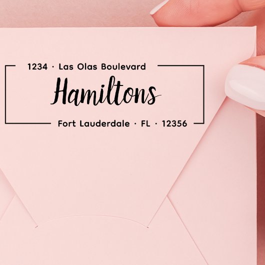 エレガントなスクリプトの新築祝い返信住所セルフインキングスタンプ セルフインキングスタンプ