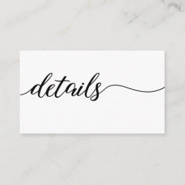 エレガントなスクリプトの結婚式の詳細は黒と白 エンクロージャーカード