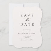 エレガントなスクリプトの結婚式のSave the Date 招待状 (正面)