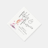 エレガントなスクリプトの花びらとプロセッコのブライズシャワー スタンダードカクテルナプキン (角)