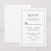 エレガントなスクリプトの食事選択 黒の結婚式の封筒 出欠カード (正面/裏面)