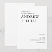 エレガントなスクリプトの「Save the Date」お知らせカード セーブザデート (正面/裏面)