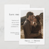 エレガントなスクリプトの「Save the Date」お知らせカード 招待状 (正面/裏面)