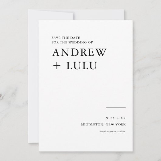 エレガントなスクリプトの「Save the Date」発表カード セーブザデート (正面)
