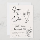 エレガントなスクリプトの「Save the Date」発表カード セーブザデート (正面)