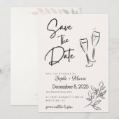 エレガントなスクリプトの「Save the Date」発表カード セーブザデート (正面/裏面)