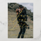 エレガントなスクリプトの「Save The Date」 箔招待状 (正面)