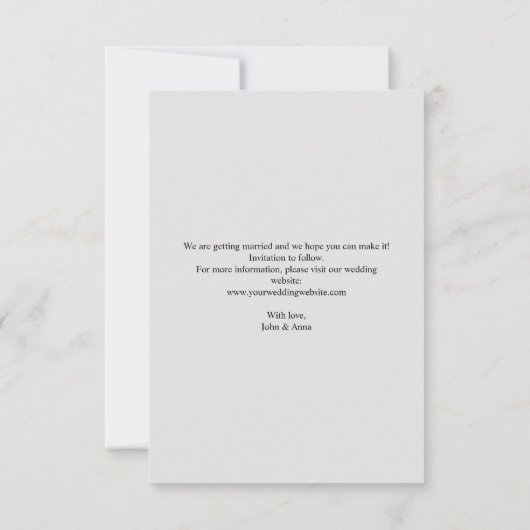 エレガントなスクリプトのSave the Dateお知らせカード セーブザデート (裏面)