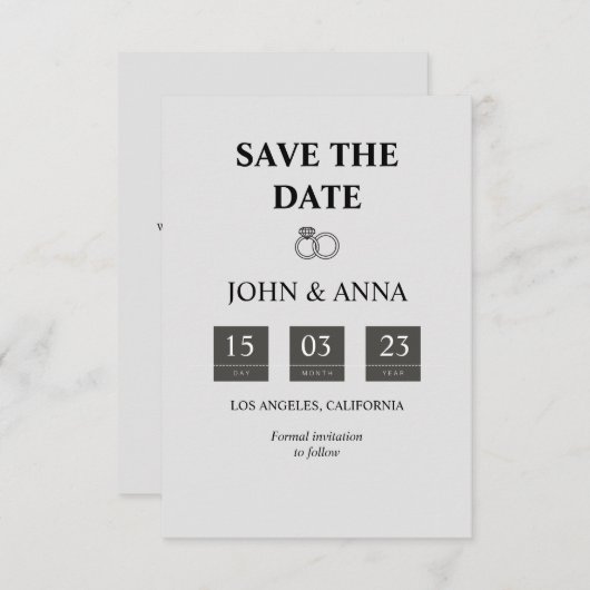 エレガントなスクリプトのSave the Dateお知らせカード セーブザデート (正面/裏面)