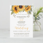 エレガントなスクリプトひまわりウェディング招待状 招待状 (スタンド正面)