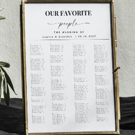 エレガントなスクリプトアルファベット ウェディング シーティングチャート ポスター