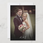 エレガントなスクリプトウェディングとブラッシュの花枠 招待状 (裏面)