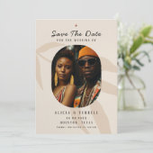 エレガントなスクリプトカリグラフィーボホヴィンテージウェディング セーブザデート (スタンド正面)