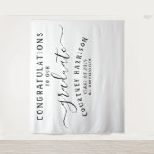 エレガントなスクリプトカリグラフィー卒業式 | ホワイト タペストリー (正面)