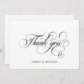 エレガントなスクリプトカリグラフィー モダンな結婚式の名前 サンキューカード (正面/裏面)