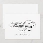エレガントなスクリプトカリグラフィー モダン オーダーメイド ネーム サンキューカード (正面/裏面)