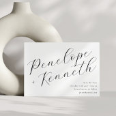 エレガントなスクリプトカリグラフィ スタイリッシュなホワイトウェディング セーブザデート