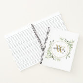 エレガントなスクリプトグリーンチックゴールドモノグラム ノートブック (内部)