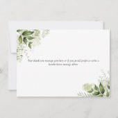 エレガントなスクリプトグリーンリーフ サンキューカード (裏面)