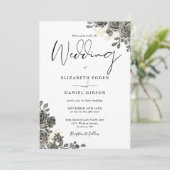 エレガントなスクリプトゴシックローズのウェディング 招待状 (スタンド正面)