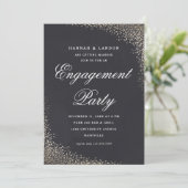 エレガントなスクリプトゴールドエンゲージメントパーティー 招待状 (スタンド正面)