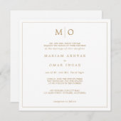 エレガントなスクリプトゴールドモノグラム 招待状 (正面/裏面)