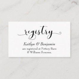 エレガントなスクリプトタイポグラフィー、シンプルなウェディングレジストリー エンクロージャーカード